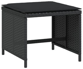 4 db fekete polyrattan kerti szék párnákkal 40 x 40 x 35 cm