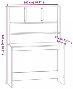 fehér szerelt fa íróasztal polcokkal 102 x 45 x 148 cm