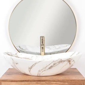 REA-U8597 - Ráépíthető mosdó ROYAL 36x62 cm kerámia/márvány dekor