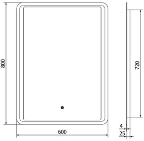 Mexen Zusa, LED fürdoszobai tükör háttérvilágítással 60x80 cm, 6000K, páramentes, 9808-060-080-611-00