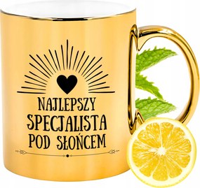 Arany csillogó bögre szakembernek ajándék fényképes nyomtatással