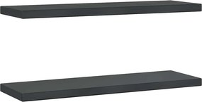 vidaXL 2 db fekete rozsdamentes acél fali polc 75 x 23,5 x 3 cm