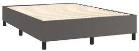 szürke műbőr rugós ágy matraccal és LED-del 140x200 cm