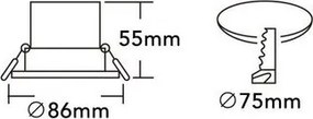 UNIVERSO LED süllyesztett lámpa 7w 630lm CCT.Kap 24° IP20 Alumínium D86x55mm Kivágás:D75mm