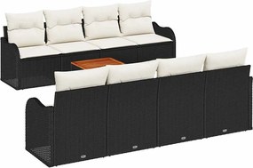 vidaXL Kerti Kanapé Szett tárolóval 9 pcs Fekete és Krém polirattan