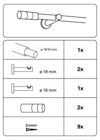 Fém bővíthető függönykarnis 120 - 210 cm Elba - Gardinia