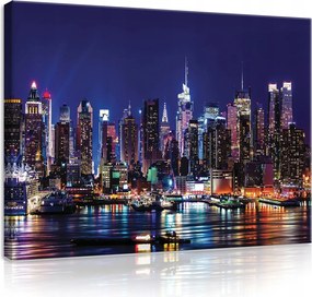 Vászonkép 80x60 New York éjszakai tájkép felhőkarcolók fények város tükröződés