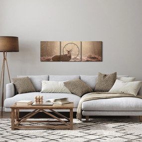 Kép - Szarvas az erdőben (órával) (90x30 cm)