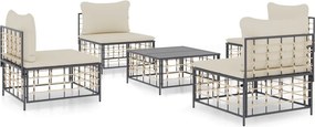 vidaXL 5 részes antracitszürke polyrattan kerti ülőgarnitúra párnákkal