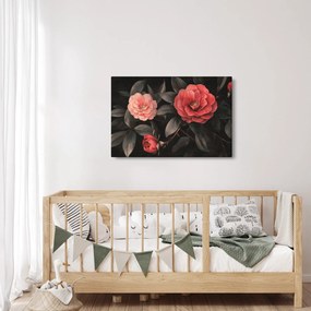 Kép - Vörös virágok sötét háttér előtt (90x60 cm)