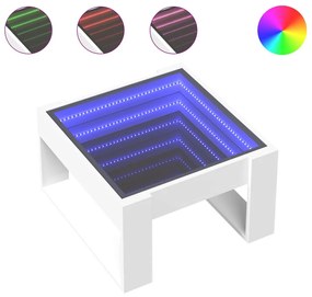 fehér végtelen hatású LED-es dohányzóasztal 50 x 53 x 30 cm
