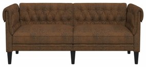 2 személyes barna szövet Chesterfield kanapé