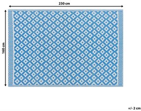 Kék Geometrikus Mintás Kültéri Szőnyeg 160 x 230 cm THANE Beliani