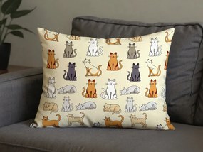 2 darab dekoratív párnahuzat szett COLORED CATS BLEND 70x90 cm, krémszínű