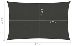 antracitszürke HDPE napvitorla 160 g/m² 2,5 x 4,5 m