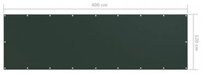 sötétzöld oxford-szövet erkélyparaván 120 x 400 cm