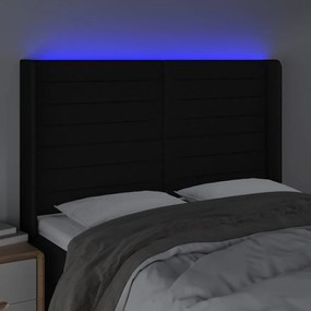 fekete szövet LED-es fejtámla 147x16x118/128 cm