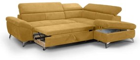 Sárga, jobbos SALERNO L-alakú kihúzható sarokkanapé