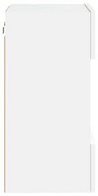 2 db fehér fali szekrények LED világítással TV-hez 40x30x60,5 cm