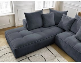 Sötétkék zsenília sarokkanapé (bal oldali-L alakú) Whesley – Bobochic Paris