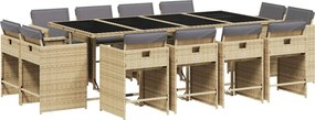 vidaXL 13részes vegyes bézs polyrattan kerti étkezőgarnitúra párnákkal