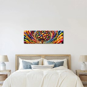 Kép – Színes fa almákkal (órával) (90x30 cm)