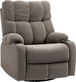 HOMCOM Fotel TV, Dőlésszögállító, Ringató Funkcióval, Forgó Fotel, Lábpihentetővel, Zsebspring Maggal és Pohártartóval, Világos Barna | Aosom