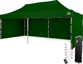 Alumínium esküvői sátor 3x6 m – elegáns és gyorsan felállítható - plusz 3 oldalfal - Zöld