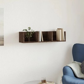 barna tölgy színű szerelt fa faliszekrény 75x18x16,5 cm