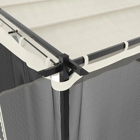 krémszínű acél pavilon hálós oldalakkal 4 x 3 m