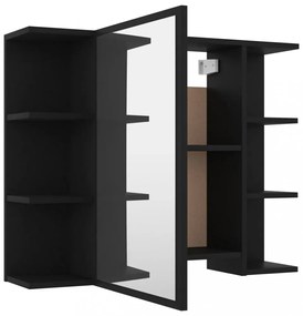 fekete szerelt fa fürdőszobai tükör 80 x 20,5 x 64 cm