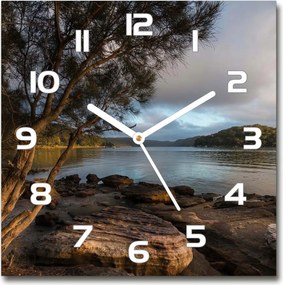 Üveg falióra Fa a folyóparton 30x30 cm