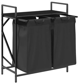 fekete tölgyfa mosodai kosár 2 rekeszes polccal