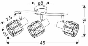 Spotlámpa DUBAI 3xE14/40W/230V fekete/arany
