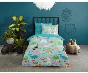 Kék egyszemélyes pamut gyerek ágyneműhuzat 140x200 cm Festen – Good Morning