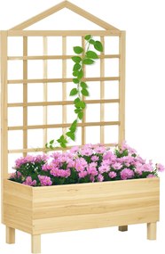 Outsunny Kültéri Virágtartó Fenyőfából Trellissel, Draináló Nyílásokkal és Nem Szőtt Anyaggal az Alján, 90x43x150 cm | Aosom