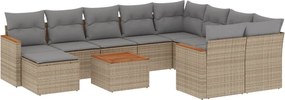 vidaXL 11 részes bézs polyrattan kerti ülőgarnitúra párnákkal