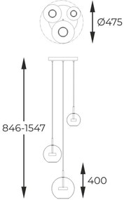 Zuma Line P0428-03L-L4AC - LED Csillár zsinóron ENCELADUS 3xLED/5W/230V arany