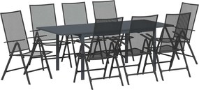 vidaXL Kert étkező szett 9 pcs Antracit Acél