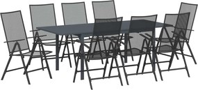 vidaXL Kert étkező szett 9 pcs Antracit Acél