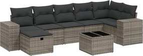 vidaXL 8 részes szürke polyrattan kerti ülőgarnitúra párnákkal