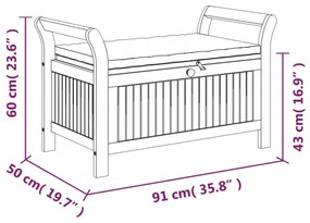 tömör akácfa kerti tárolópad párnával 91 cm