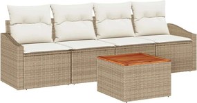 vidaXL Kerti Kanapé Szett tárolóval 5 pcs Beige és krém polirattan