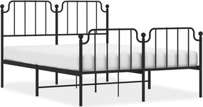 vidaXL fekete fém ágykeret fej- és lábtámlával 140 x 190 cm
