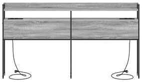 Fejtámla LED -es lámpákkal Szürke sonoma 200 cm Faanyag