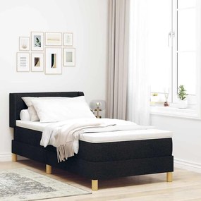 Boxrugós ágy Fekete és fehér és fekete 80 x 200 cm szövet