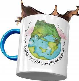 Kék Bögre Születésnapra 55 55-es 55-ös, fényképes nyomattal