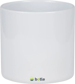 Virágtartó fedő kerámia Fehér fényes henger 16x15 cm mázas sima