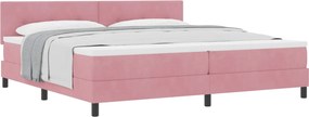vidaXL Boxrugós ágy matracmal Rózsaszín 200 x 200 cm Bársony