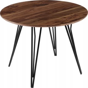 Étkezőasztal Kerek Ø100cm Dió Színben Természetes Fém Lábak